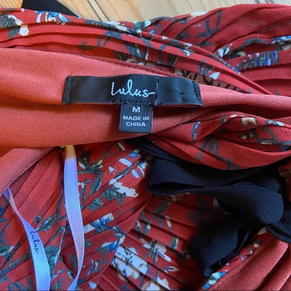 NWOT Lulus Such Sophistication Rust Red Floral Print Pleated Maxi Dress - Picture 11 of 16